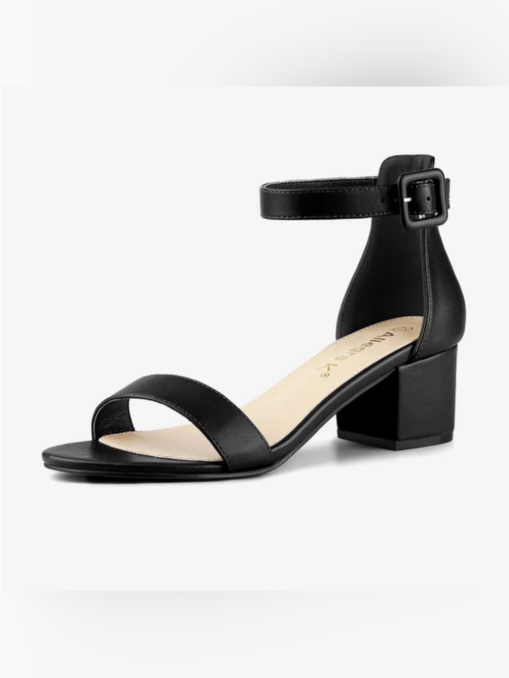 Allegra K Black Block Heel Sandals with Ankle Strap